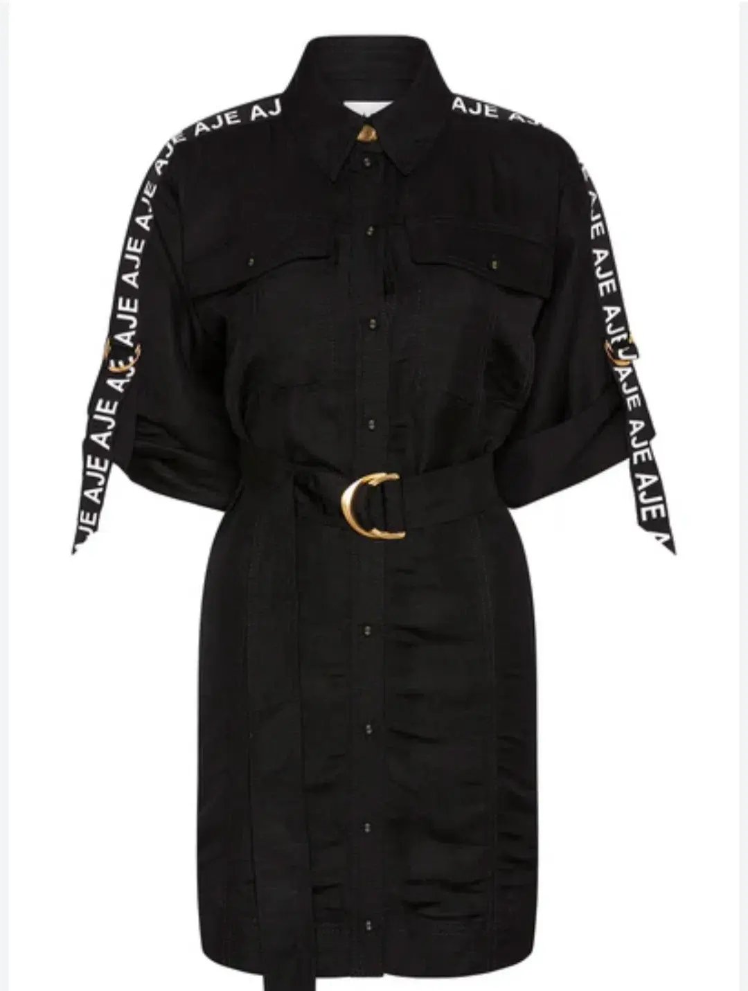Aje Signal Logo Shirt Mini Dress Black Size 12 photo 5