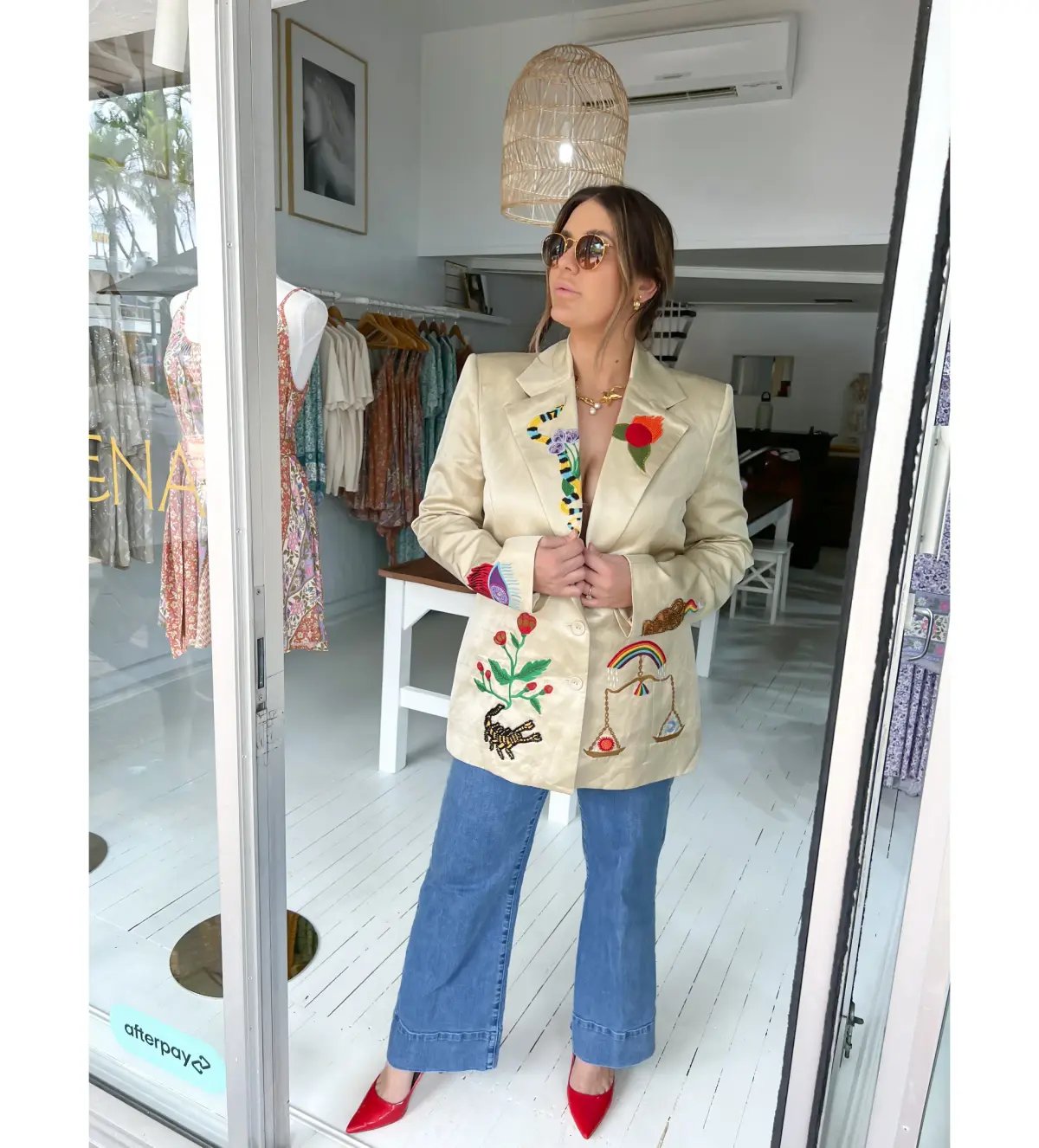 Alemais Zelda Embroidered Blazer Print Size 16 photo 6