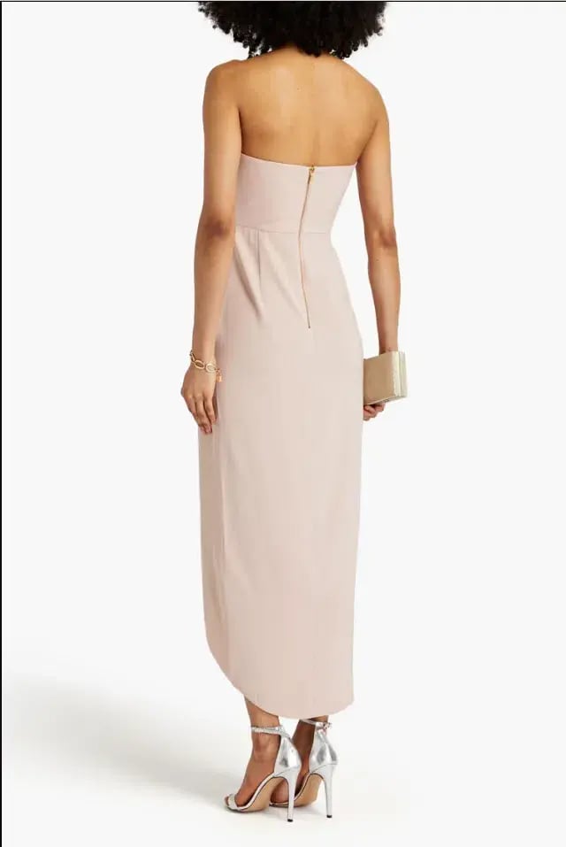 Shona Joy Strapless Draped Satin Maxi Dress Blush Size 16 photo 2