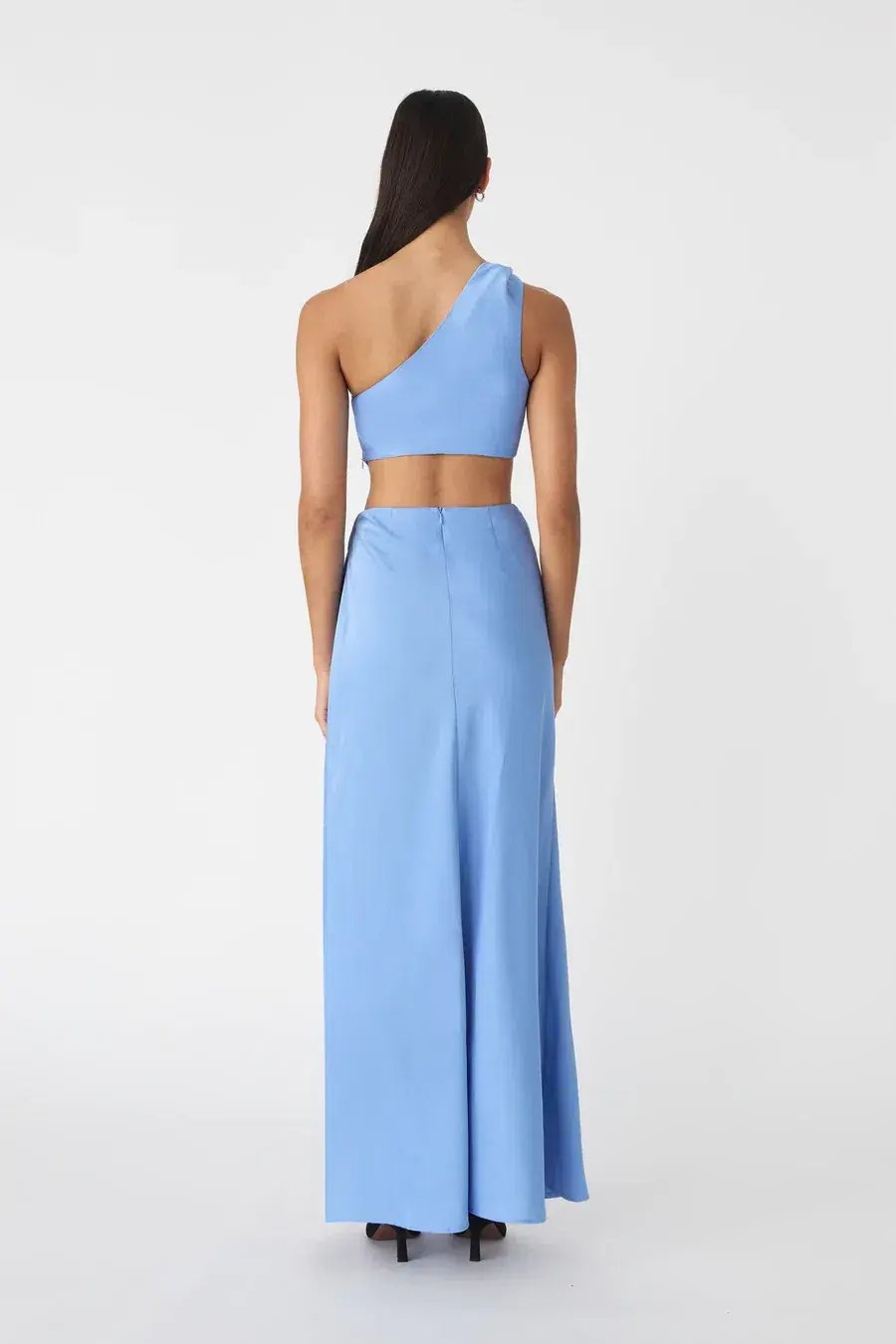 MISHA Kristin Satin Gown Cornflower Blue Size 6/XS photo 3