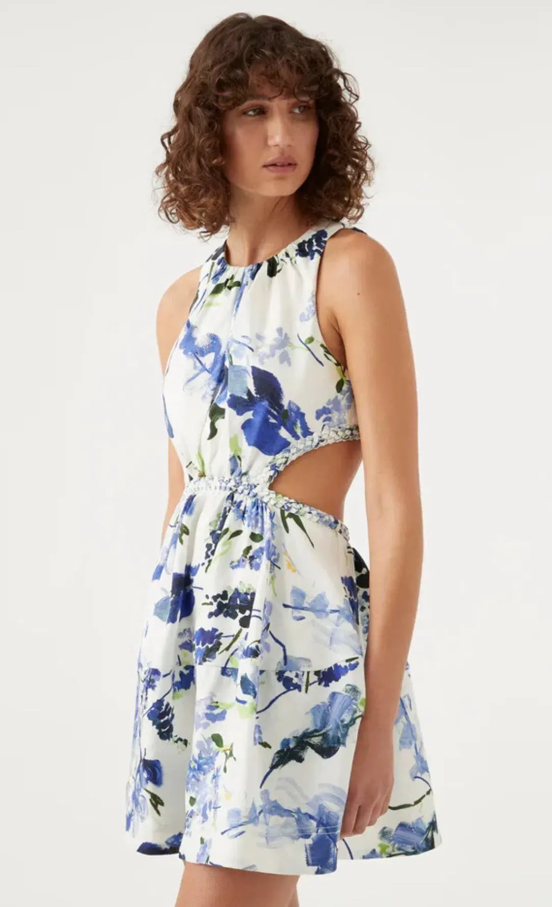 Aje Voyage Braided Cut Out Mini Dress Floral Size 10 / M photo 2