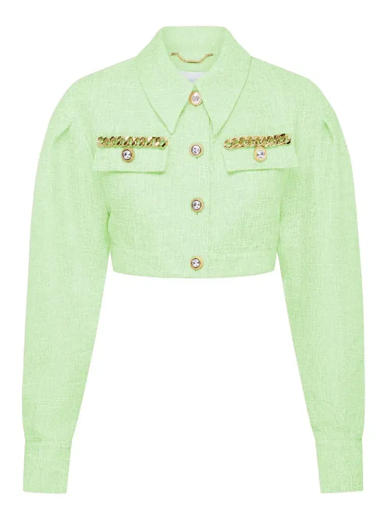 Alice McCall Catalina Jacket and Mini Skirt Set Lime Cream Size 10 photo 4