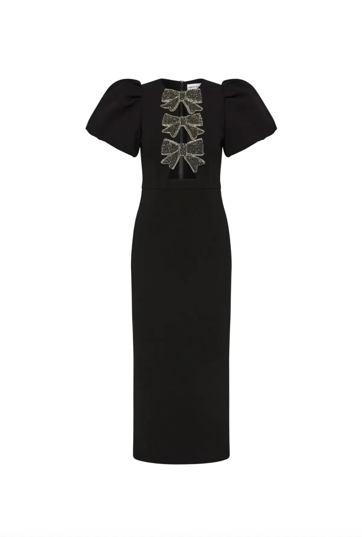 Rebecca Vallance Eliana Puff Sleeve Midi Dress Black Size AU 14 photo 5