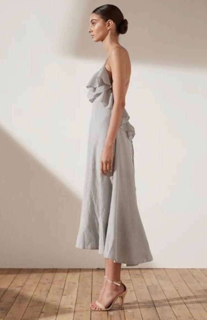 Sabbia ruffle midi dress in charcoal photo 3