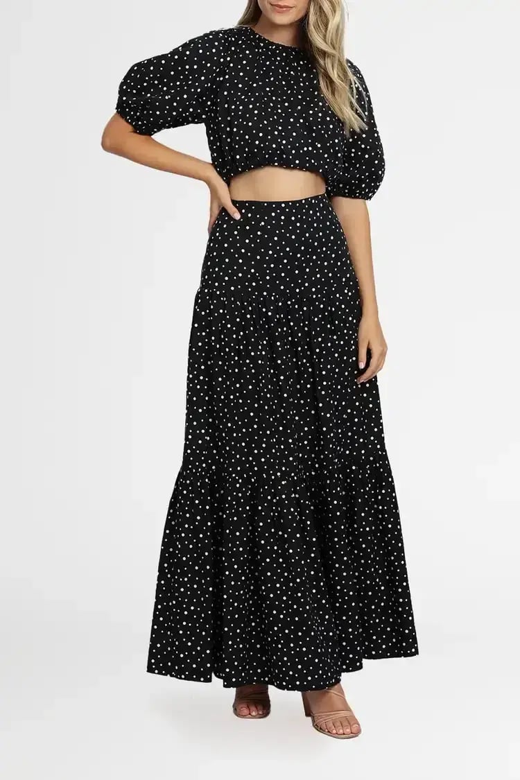 Significant Other Poppy Top and Skirt Set in Black Cream Polka Size 12 photo 2