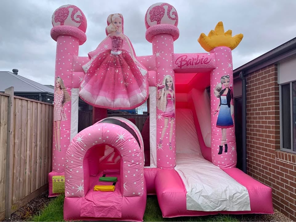 Inflatable Barbie Jumping Castle For Hire w/ FREE Bubble Machine photo 2