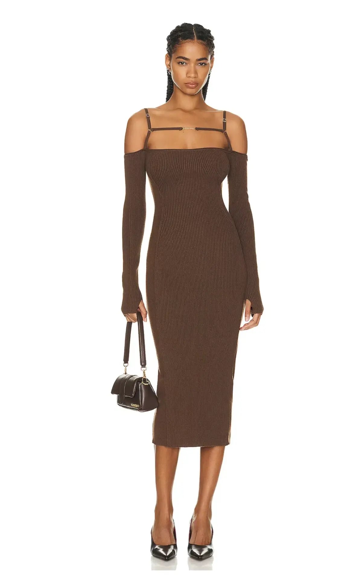 Jacquemus La Robe Sierra Midi Dress Brown Size AU 6 photo 4