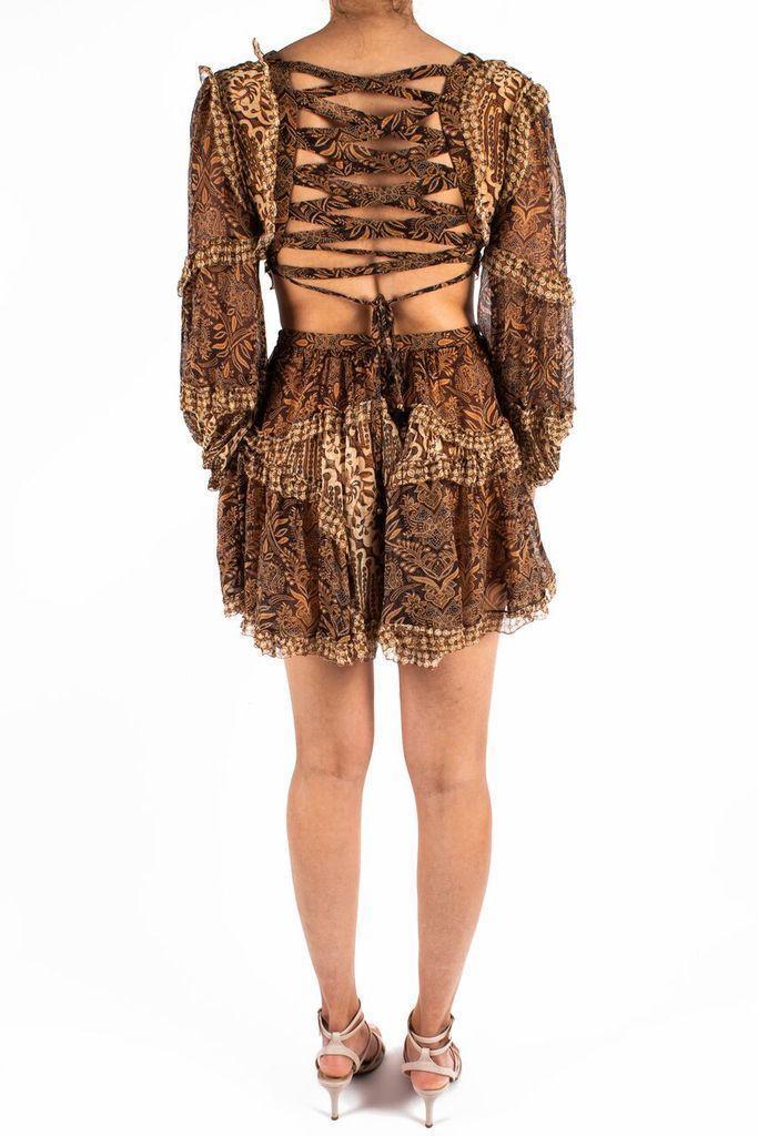 Zimmermann Tali Batik Cut Out Mini Dress Spliced Print Size 6 photo 3