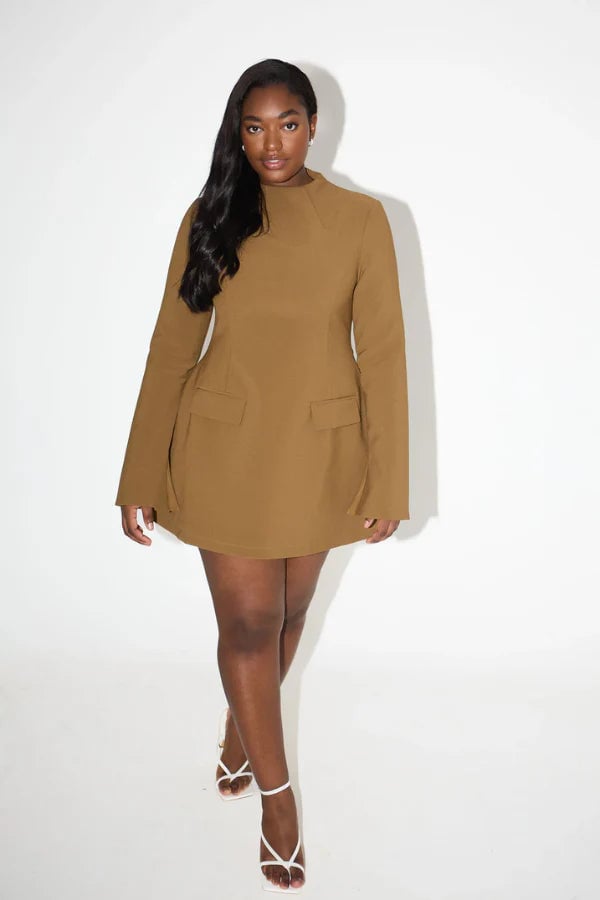 ODD MUSE THE ULTIMATE MUSE SPLIT SLEEVE MINI DRESS - OLIVE photo 4
