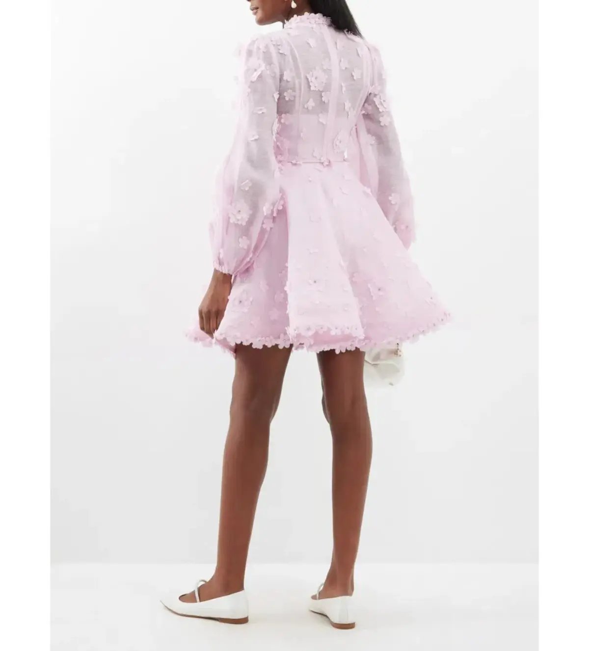 Zimmermann Matchmaker Lift Off Linen and Silk Mini Dress Pink Size 0P/AU 6 photo 3