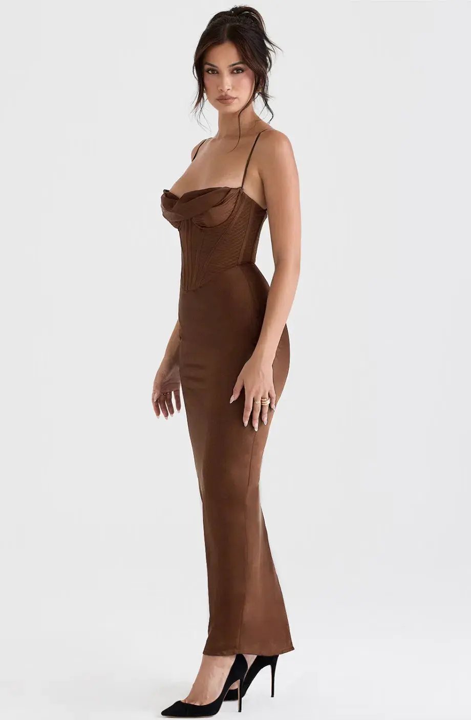 House of CB Charmaine  Maxi Dress in Chocolate Corset  Size S/ AU 8 photo 2