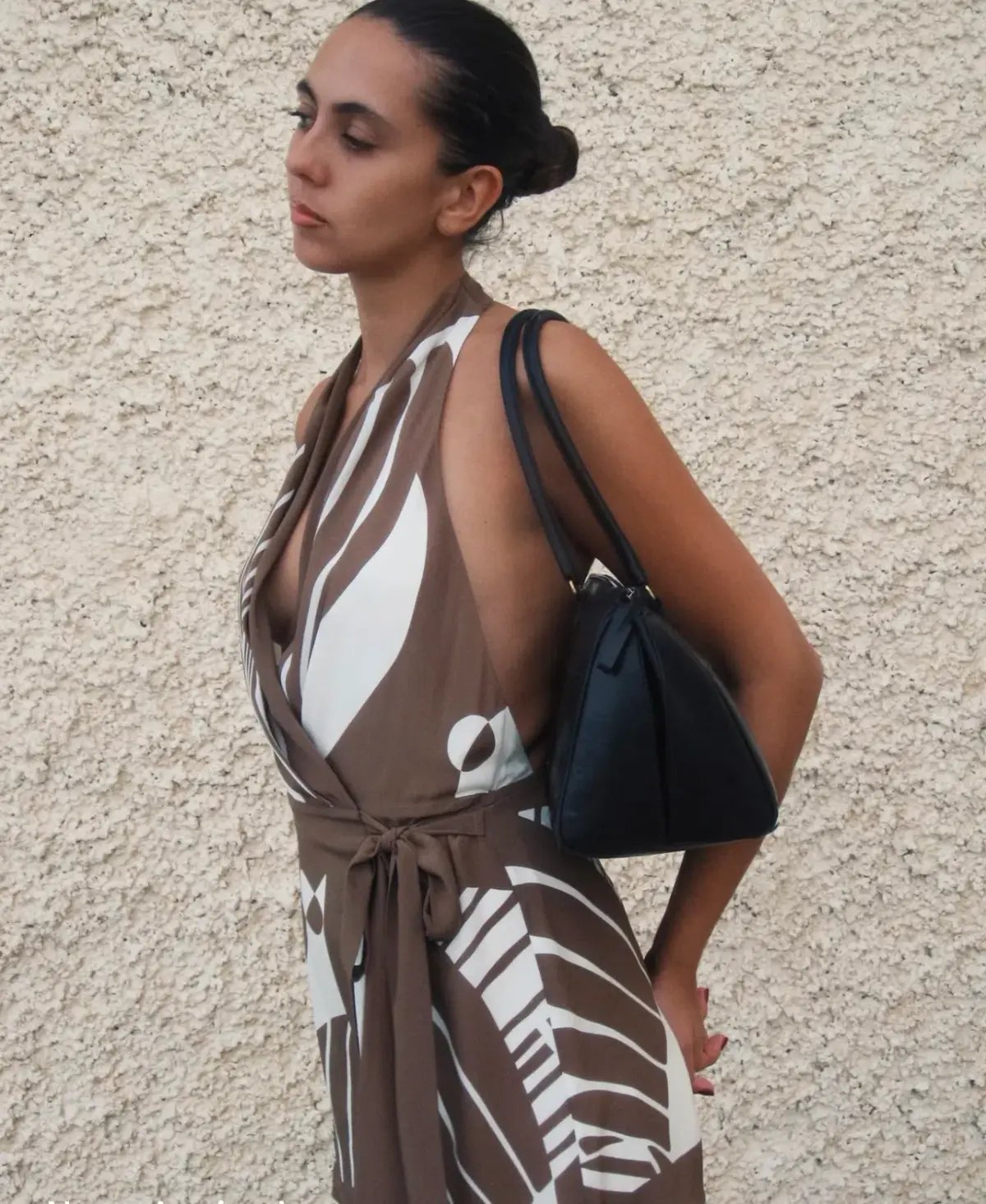 Sir The Label Almara Wrap Halter Mini Dress Espresso Stripe Size 1/ Au 8 photo 2