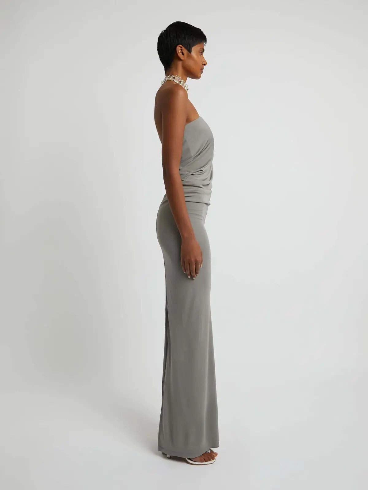 Christopher Esber Strapless Ruched Dress Grey Size 10 photo 3