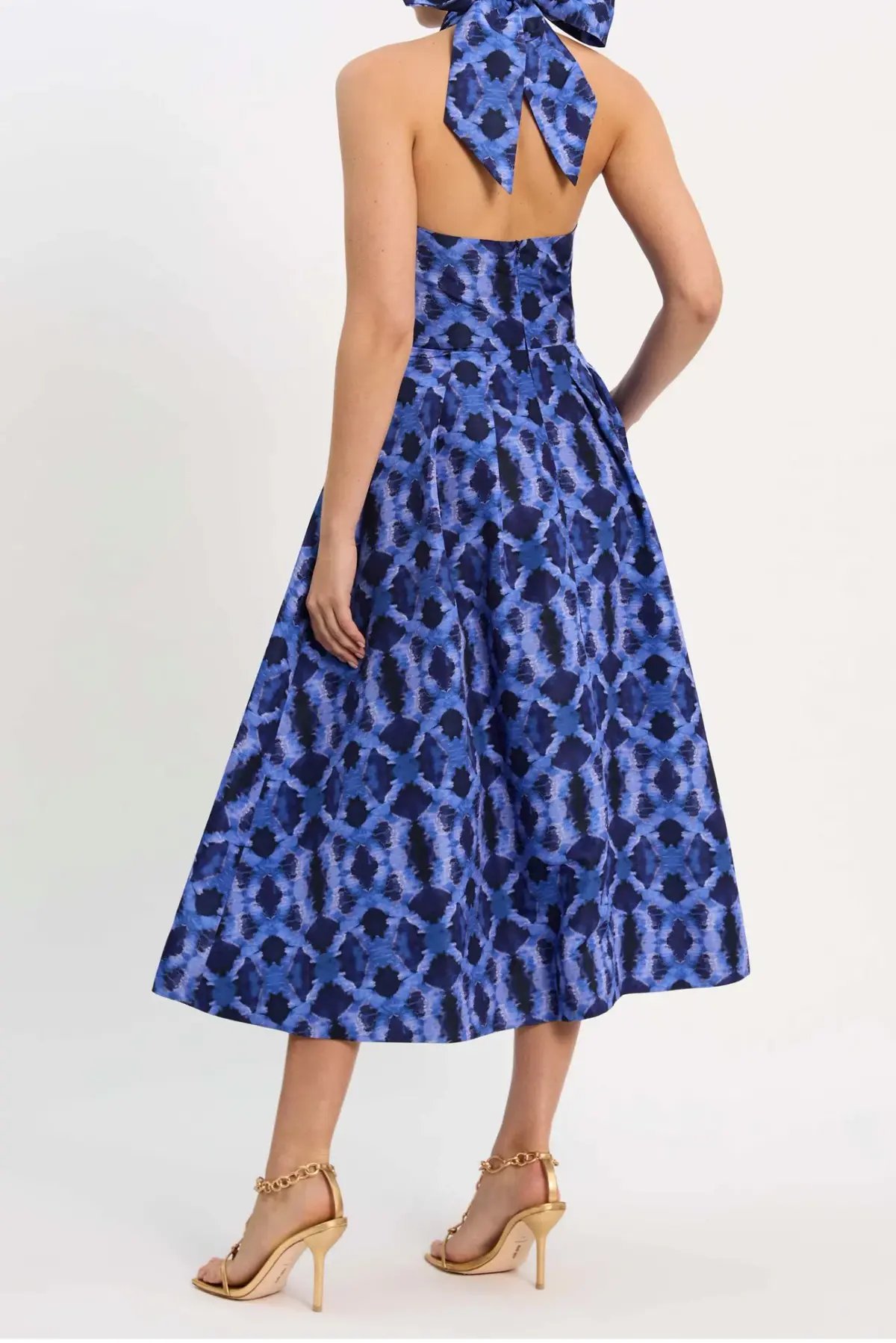 Rebecca Vallance Shiloh Halter Midi Dress Blue Size 10 photo 3