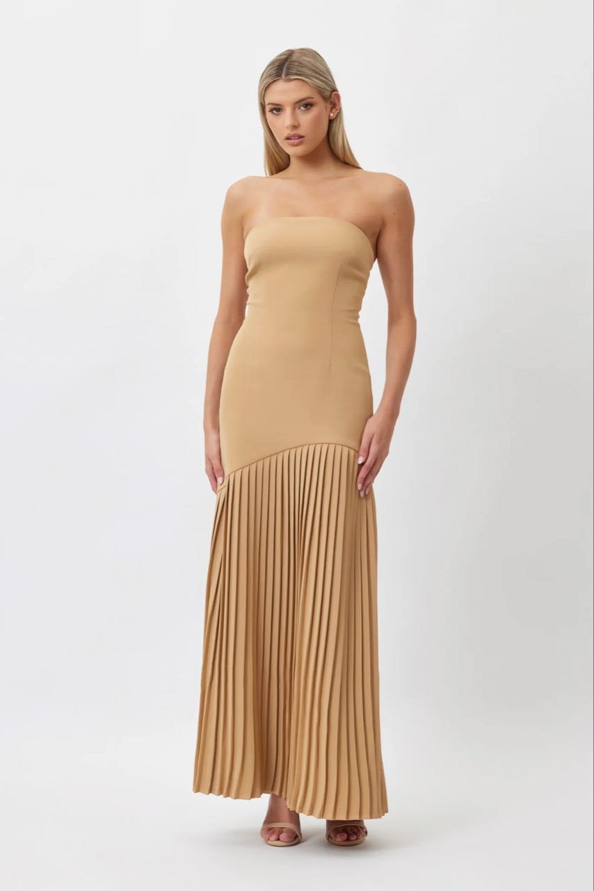 Bianca and Bridgett Mara Pleated Dress - Beige photo 2