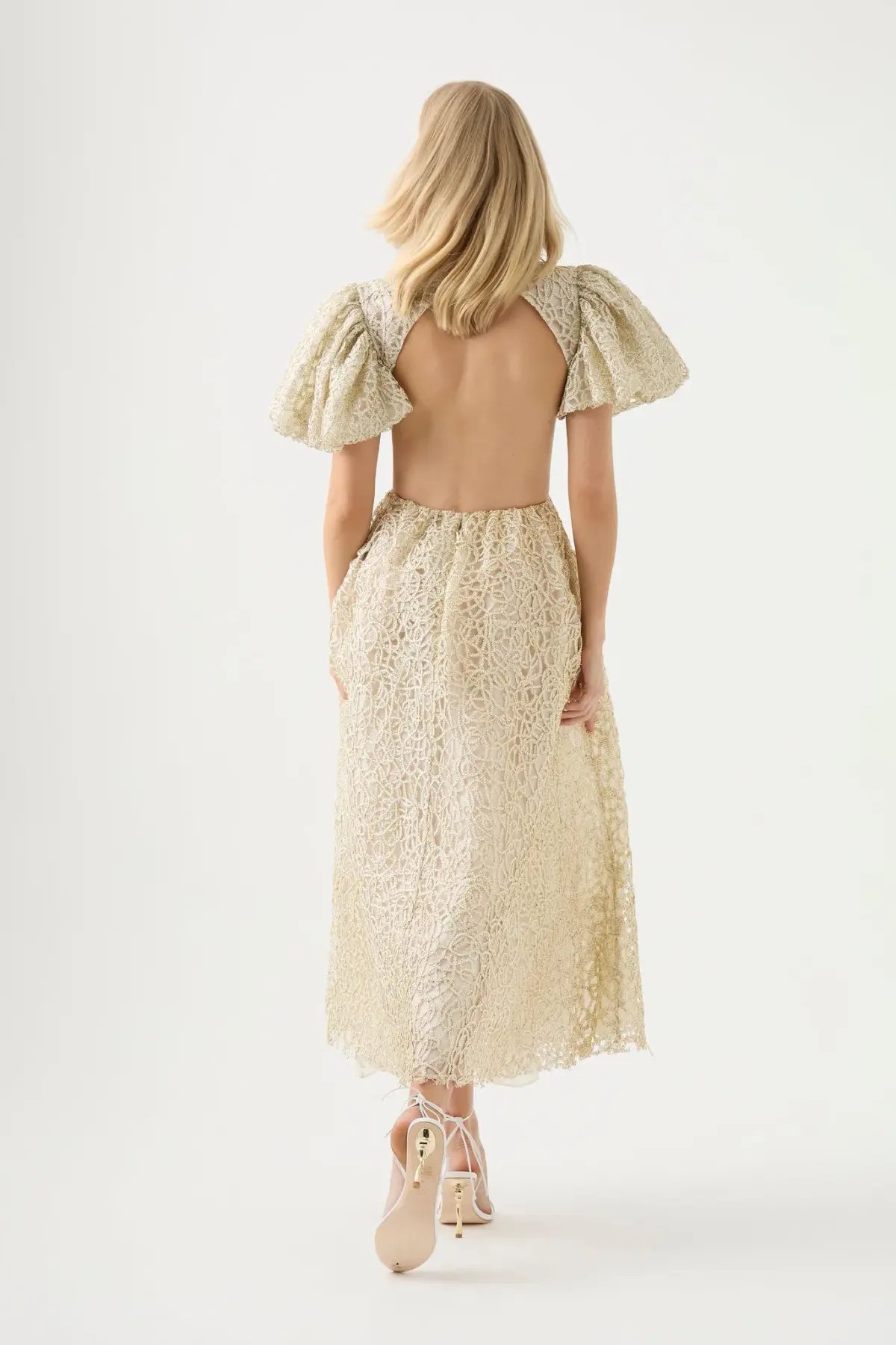 Aje Patina Lace Midi Dress Ivory Size 8 / S photo 3