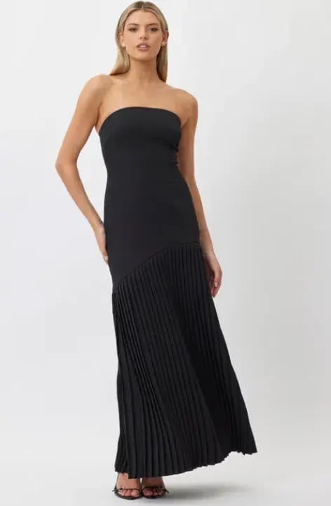 Bianca & Bridgett Mara Pleated Maxi Dress in Black Size 10 photo 2