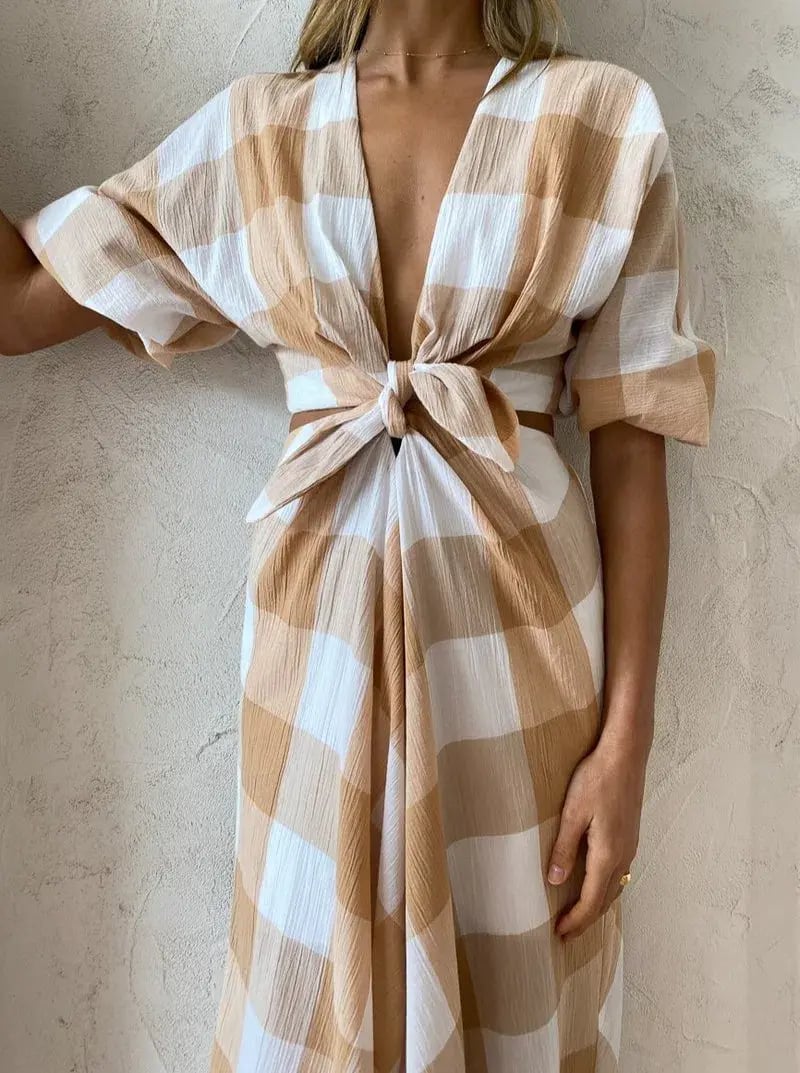 Significant Other Frida Dress in Caramel Check Print Size 10 photo 7