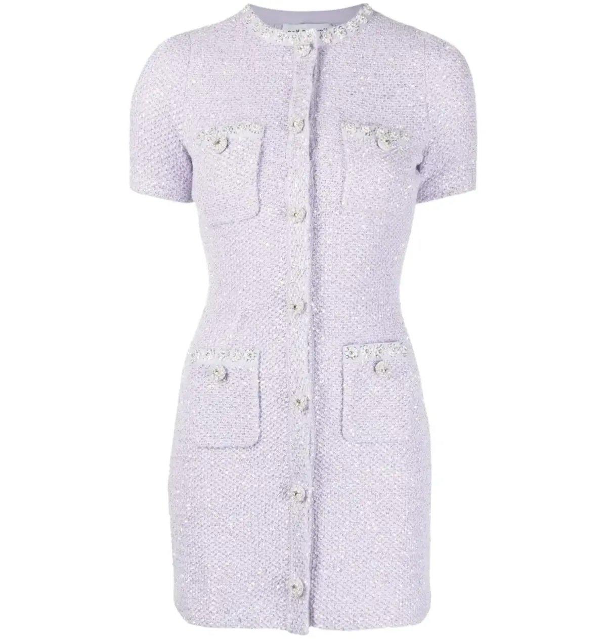 Self Portrait Embellished Knit Mini Dress Lilac Size AU 8 photo 3