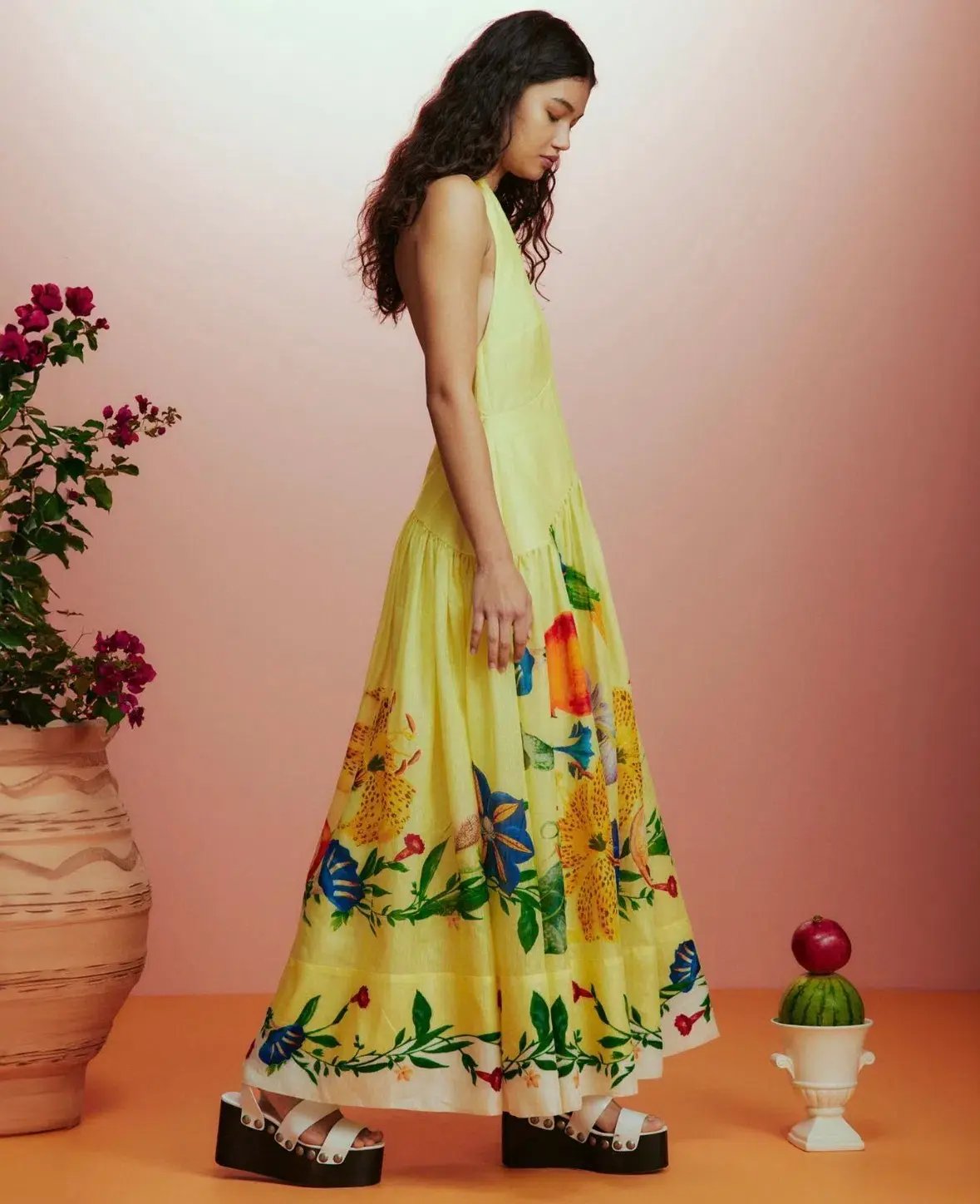 Alemais Dahlia Halter Gown Yellow Size AU 8 photo 2