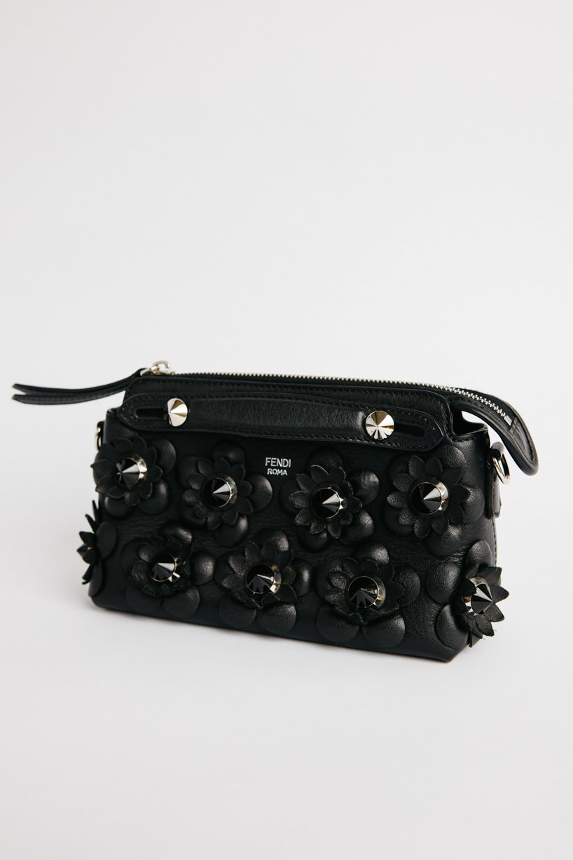 Fendi Leather Flowerland Studded By The Way Bag Black photo 2