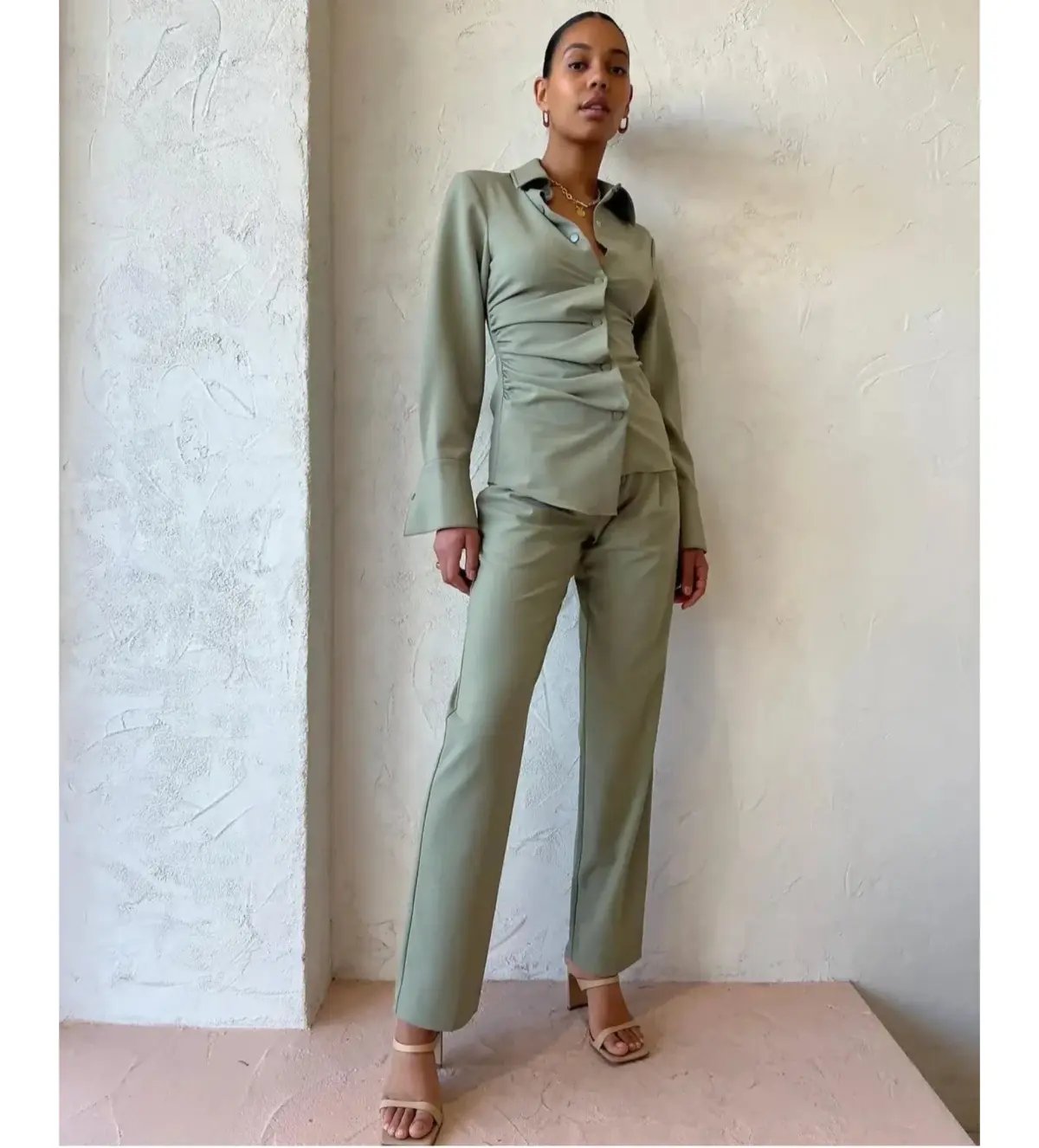 Sir the Label Adrien Tuck Shirt and Pants Set Sage Size 0/AU 6 photo 2