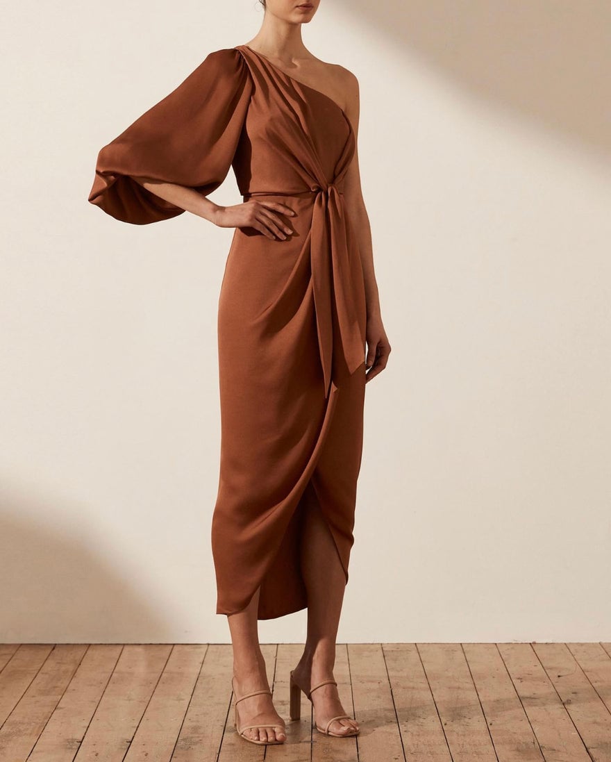 Shona Joy Luxe Tie Front One Shoulder Dress photo 4