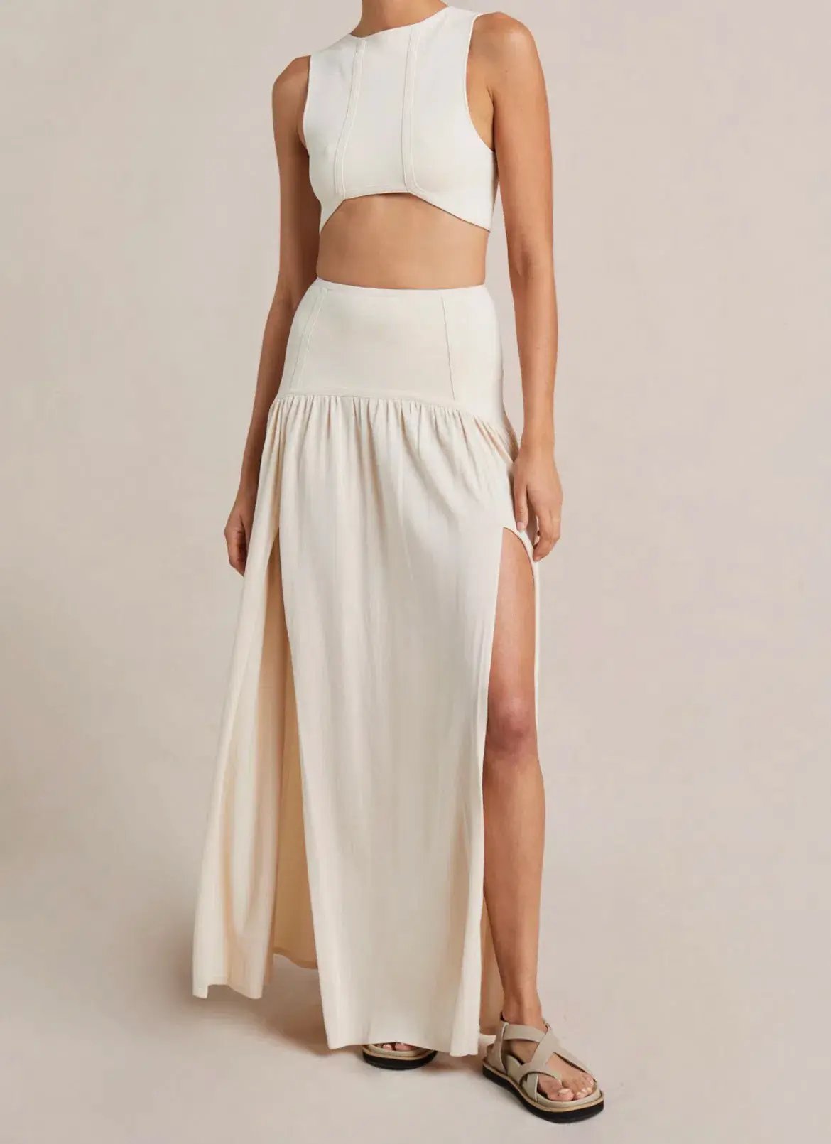 Bec & Bridge Amalia Knit Twist Top Size 6 and Maxi Skirt Size 8 Set Cream photo 2