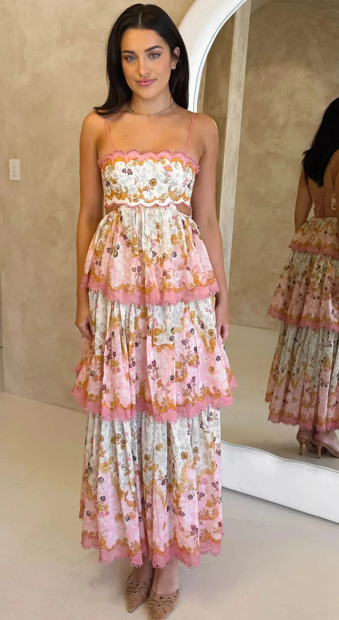 Zimmermann Laurel Frill Dress Pink & Green Floral Size 3 / AU 14 photo 5