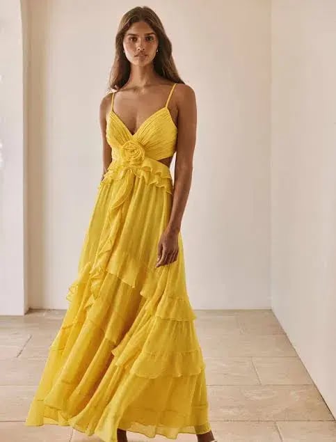 Forever New Harper Ruffle Maxi Dress Daffodil Size 8 photo 6