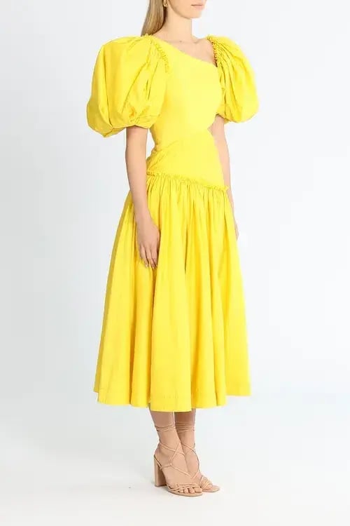 Aje Chateau Cut Out Midi Dress Yellow Size AU 8 photo 2