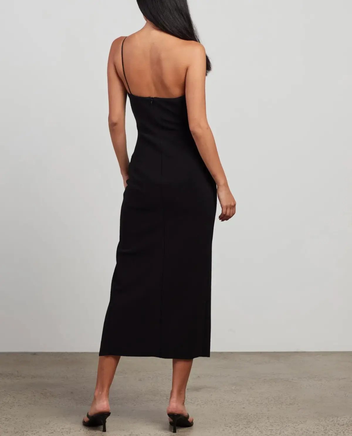 Bec & Bridge Fleur Asymmetric Midi Dress Black Size 12 photo 3
