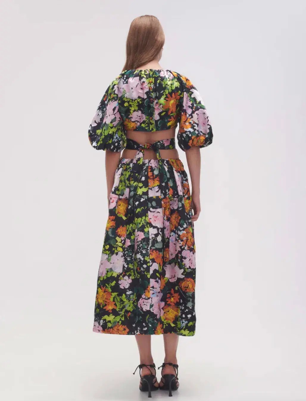 Aje Mimosa Cutout Midi Dress Midnight Floral Size 4 photo 3