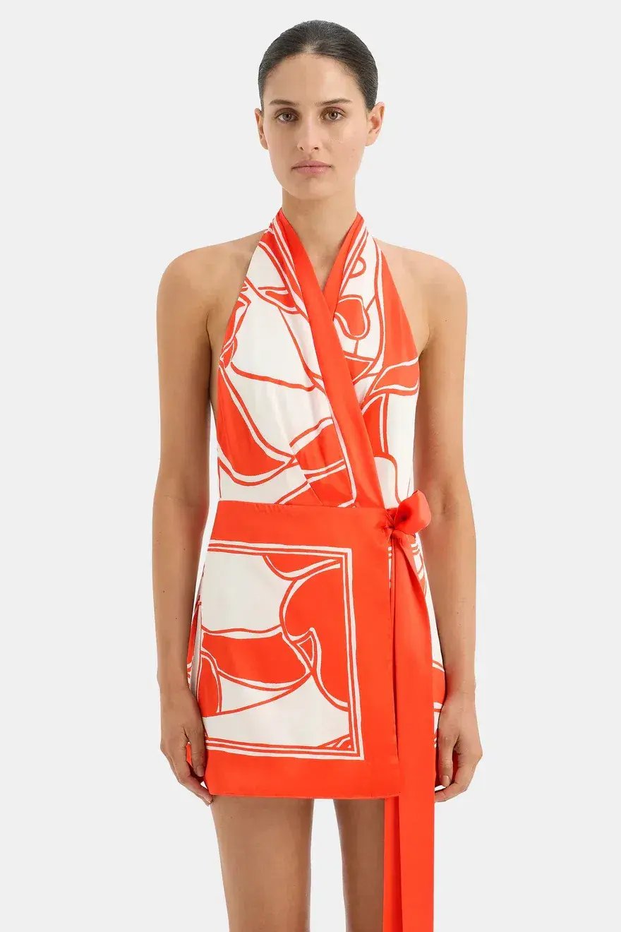 Sir the Label Ramona Wrap Halter Mini Dress Mariposa Lily Size 2 / AU 10 photo 2