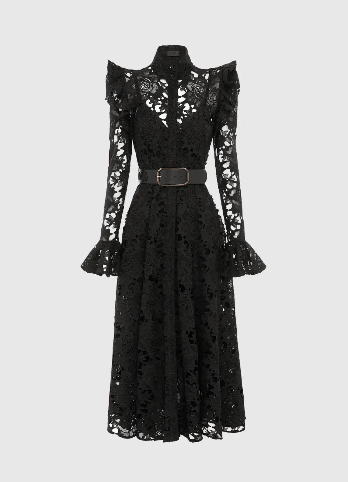 Leo Lin Aliyah Lace Butterfly Sleeve Midi Dress Black Size 8 photo 3