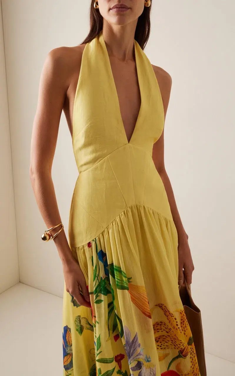 ALEMAIS Dahlia Halter Gown Yellow Size 10 AU photo 8
