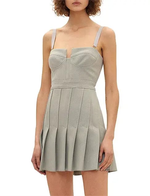 Dion Lee Column Pleated Mini Dress Green Size 8 photo 2