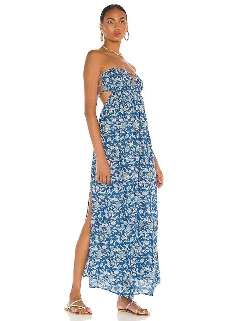 Indah Flamingo Maxi Dress Blue Size 8 photo 2