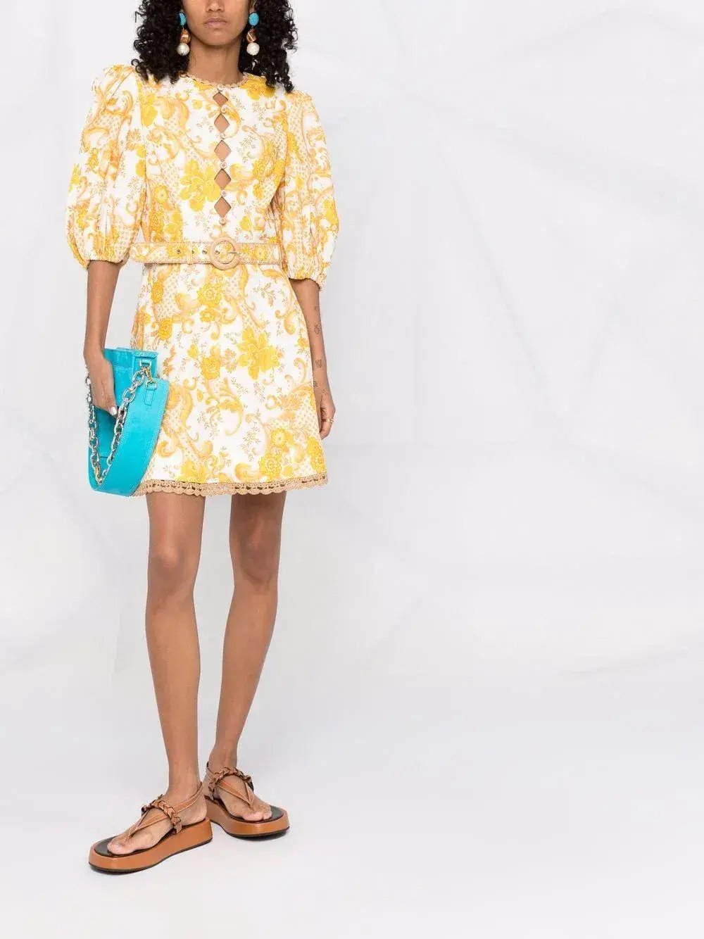 Zimmermann Postcard Mini Dress in Swirl Floral Size 0/AU 8 photo 2