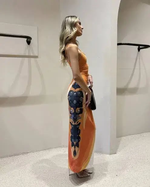She is Ollà Papaya Midi Dress Papaya Print / Black Size S / AU 8 photo 4
