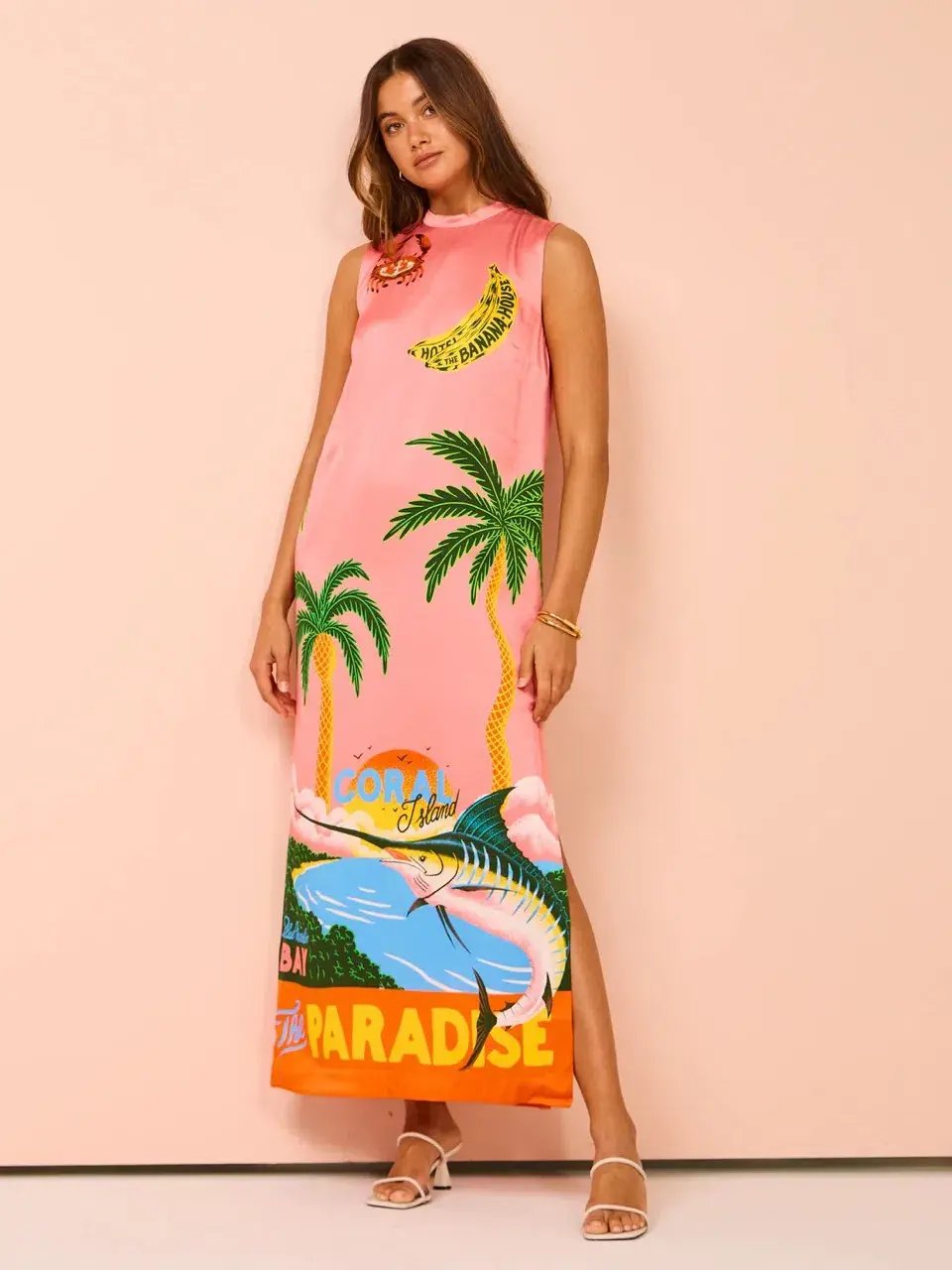 Alemais Paradiso Silk Midi Dress Pink Multi Size 10 AU photo 3