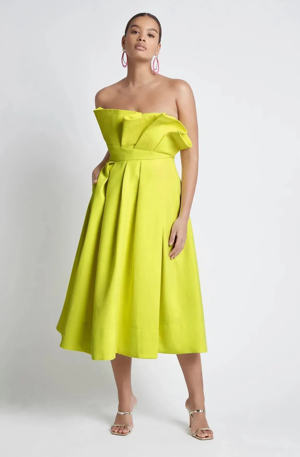 Sheike Florence Midi Dress Yellow Size 12 photo 2