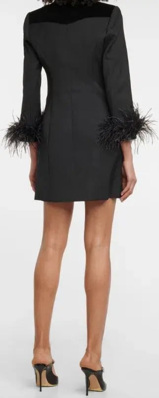Rebecca Vallance Kawani Feather Trimmed Mini Dress Black Size 8 photo 3