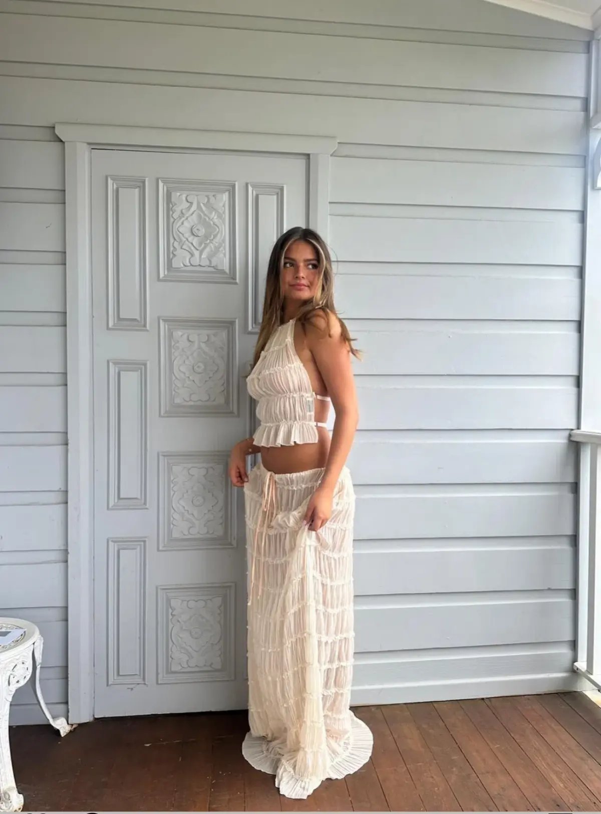 Arcina Ori Juliette Halter Set In Cream Size S / AU 8 photo 8