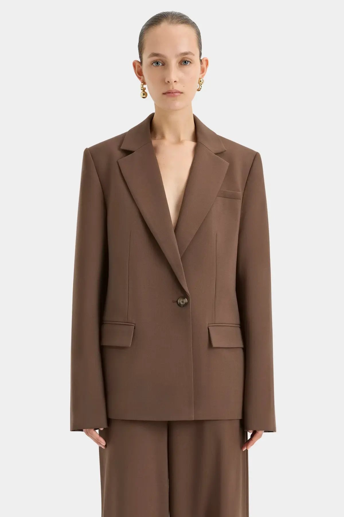 Sir the Label Bromley Tailored Blazer and Pant Set Chocolate Size 1 / AU 8 photo 2