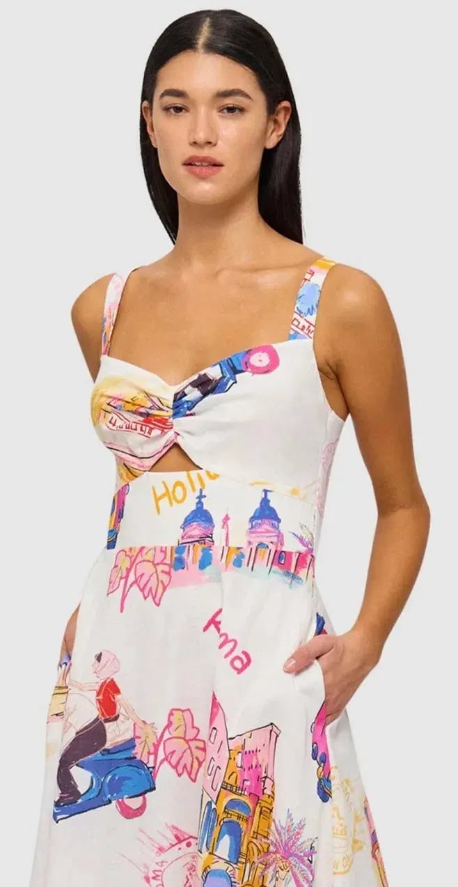 Leo Lin Lexi Ruched Bust Midi Dress in Fiesta Print Size 12 photo 4