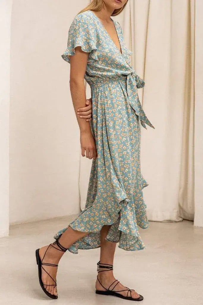 Kivari Nell Tie Front Midi Dress Ditsy Floral Size S photo 2