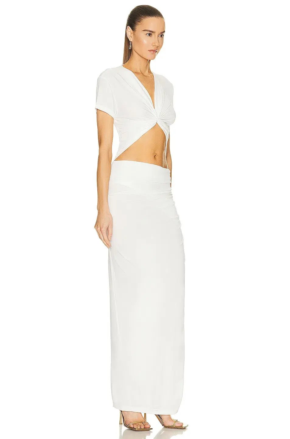 Christopher Esber  Twisted Draped Tee Dress White Size 8 AU photo 2