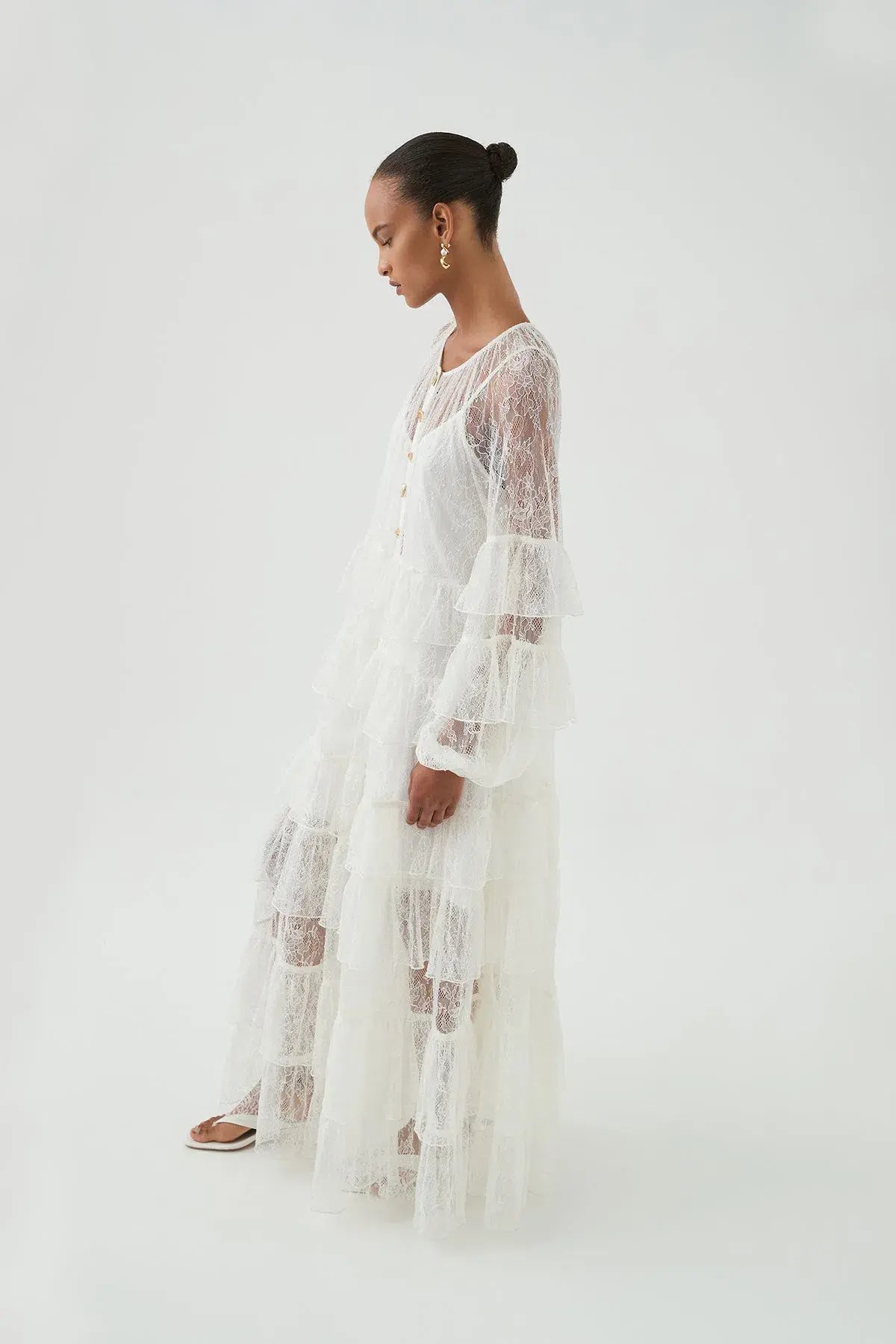 Aje Primrose Lace Maxi Dress White Size AU 4 photo 3