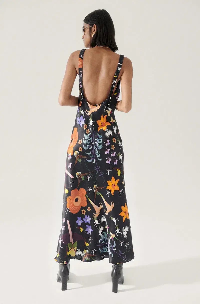 Silk Laundry Deco Ruched Dress Black Lost Flowers Size Medium/Au 8 photo 2